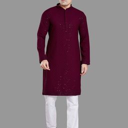 PulseIQ Men Embroidered Chikankari Kurta-image-72