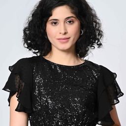 ALL WAYS YOU Women Embellished Flutter Sleeves Crop Top-image-3