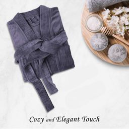 HOUSSE Purple 550 GSM Hooded Bath Robe With Belt-15