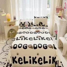 JC HOME White & Black Typography Printed 140 TC King Bedsheet Set- 2.0 m x 2.45 m-image-94