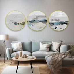 The Castle Decor White & Blue 3 Pieces Nature Sparkle Wooden Wall Art-image-77