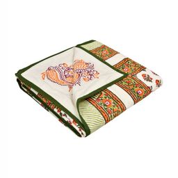 Sangria Orange-Coloured Printed 150 GSM Pure Cotton Single Dohar-image-53