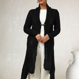 Soch Self Design Longline Acrylic Open Front Shrug-15