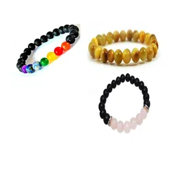 Divine souvenirs Set Of 3 Unisex Artificial Beaded Elasticated Bracelets-15