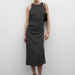 MANGO Polka Dot Print Sheath Maxi Dress-image-22
