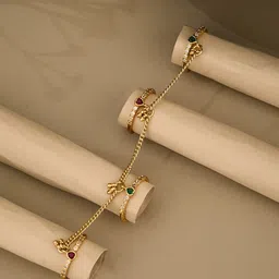 ATIBELLE Gold Plated Cubic Zirconia Studded Chain Link Ring-image-26