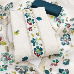 SHADOW & SAINING Floral Printed Pure Silk Semi-Stitched Dress Material-image-99