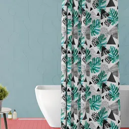 ArtzFolio White & Green Floral Printed Waterproof Shower Curtain-29