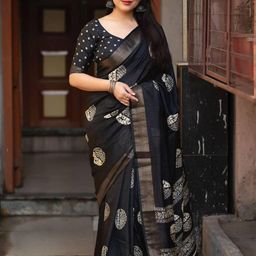 HERE&NOW Ethnic Motifs Zari Art Silk Banarasi Saree-picture-16
