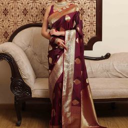 KALINI Woven Design Zari Silk Blend Banarasi Saree-image-44