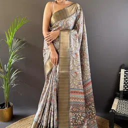all about you Floral Zari Silk Cotton Tussar Saree-21