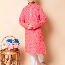 AHLAN APPARELS Boys Woven Design Embroidered Kurta with Pyjama-68