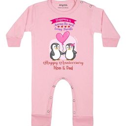 Arvesa Happy Anniversary Mom & Dad Printed Bodysuit-image-84