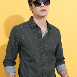 HIGHLANDER Men Printed Poplin Slim Fit Shirt-image-13