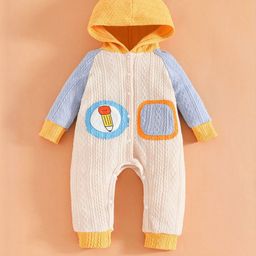 Hopscotch Boys Multi Cotton Casual Long Sleeves Hooded Romper-picture-21