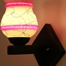 1ST TIME Pink & White Printed Glass Cylinder Shaped Wall Lamp-picture-21