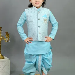 BT DEZINES Boys Ethnic Motifs Regular Sequinned Kurta with Dhoti Pants-picture-30