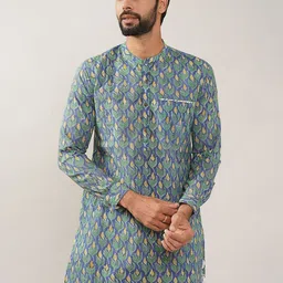 JAYPORE Floral Printed Pure Cotton Straight Short Kurta-image-26