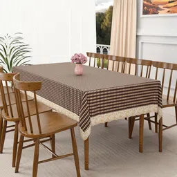 Myntra Elegant Homes Brown Geometric Printed Waterproof Plastic 8-Seater Table Cover-40