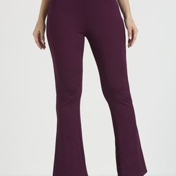 CEFALU Women Cotton Ribbed High-Rise Relaxed High-Rise Flared Trousers-image-4