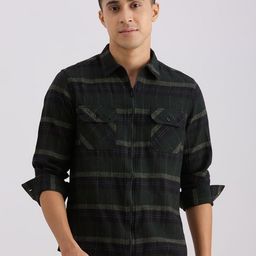 VALEN CLUB Horizontal Stripes Checked Casual Shirt-image-44