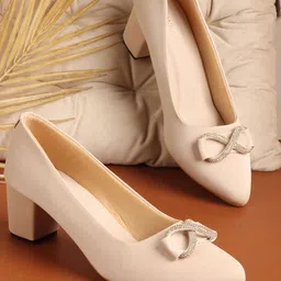ICONICS Women Pointed Toe Block Pumps-19
