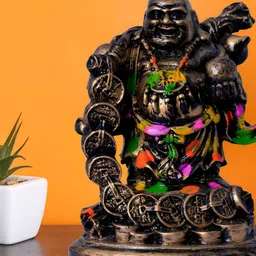 Aura Black & Green Laughing Buddha Idol Showpiece-18