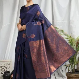 GHAN SALS Blue Silk Blend Woven Design Sarees-picture-40