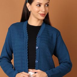 V-Mart Women Self Design V - Neck Cardigan Sweater-picture-5