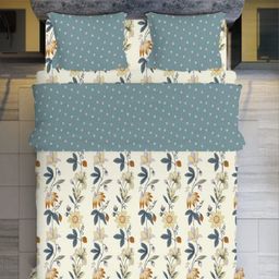 Aura Olive Green & White Printed 210 TC Microfiber King Bedsheet Set 2.74 m x 2.74 m-image-84