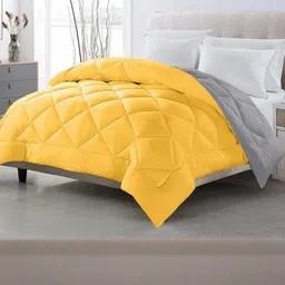 Doristyle Yellow 250 GSM Checked Microfiber Single Bed Comforter-picture-29