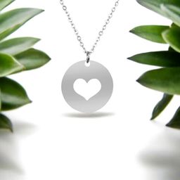 Goldnera Girls 925 Sterling Silver-Plated Circular Love Pendant with Chain-36