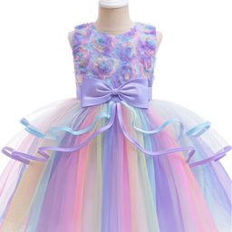 LULU & SKY Girls Bow-knot Detail Tulle Gown Dress-image-71