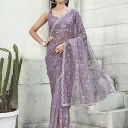 Tikhi Imli Embroidered Zardozi Net Saree-image-92