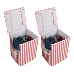 prettykrafts Peach & White 2 Pieces Multi-Utility Organisers-17