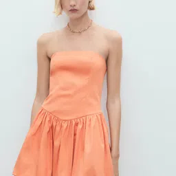 MANGO Strapless Gathered Mini Balloon Dress-picture-50