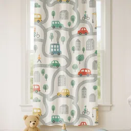 STITCHNEST White & Grey Window Curtain-17