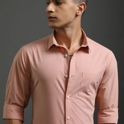 HIGHLANDER Men Spread Collar Solid Cotton Slim Fit Casual Shirt-image-63
