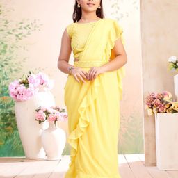 BAESD Girls Solid Sequinned Lehenga Saree With Attachable Dupatta-picture-12