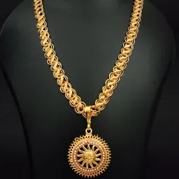 Minprice Gold-Plated Circular Pendants with Chains-23