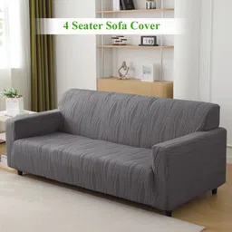 HOKIPO Grey Striped 4 Seater Jacquard Sofa Cover With Arms-image-20
