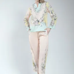 Monte Carlo Floral Printed Round Neck Top & Trousers Co-Ord Set-picture-39