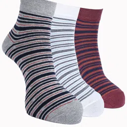 Force NXT Men Pack Of 3 Striped Ankle-Length Socks-image-72