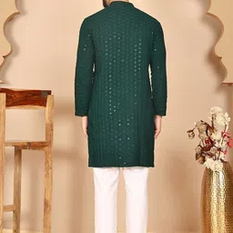 Anouk Rustic Men Ethnic Motifs Embroidered Regular Sequinned Kurta with Pyjamas image 2