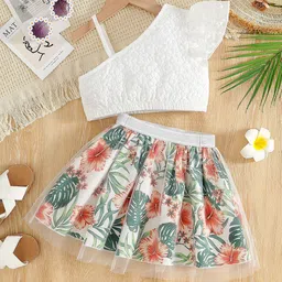 YK Girls Printed Top With Skirt Clothing Set-image-108