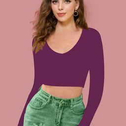 Dream Beauty Fashion Solid Fitted Crop Top-image-52