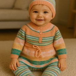 LeafBird Infants 4Pc Printed Sweater With Trousers & Booties & Caps Gift Set-24