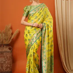 WINKLECART Ethnic Motifs Zari Pure Silk Banarasi Saree-image-78