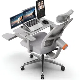 DROGO Grey Study Arm Chair With Laptop Tray & 4D Armrest-image-81
