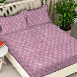 Myntra Elegant Homes Pink & White Printed Woollen 300 TC King Bedsheet Set 2.5 m x 2.25 m-image-65
